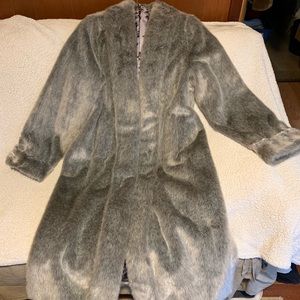 Dennis Basso full length faux fur coat